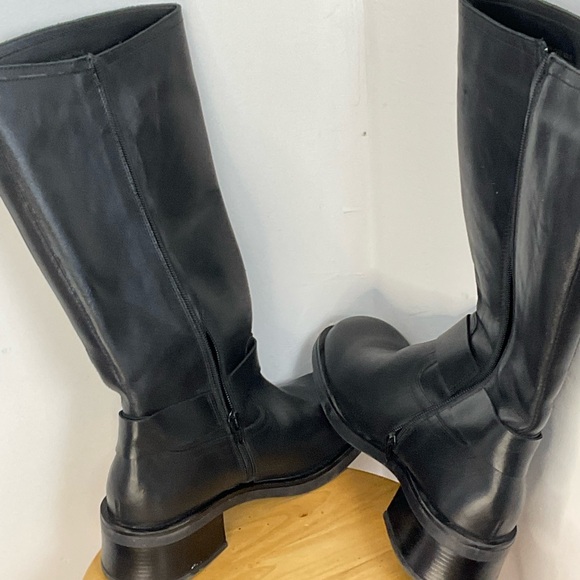 Yokono Boots Womens Leather Black Biker Riding High Tall Moto Size 9.5 NWT - Picture 3 of 11